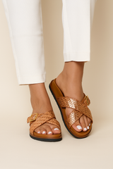Airemora™ CopperCriss Slides – European Design in Genuine Leather