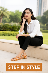 Airemora Amber Leather Flats – European Genuine Leather Cross-Strap Design