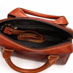 Brown Leather Handheld Bag| Genuine Leather Multipurpose Bag |Side Bag With Detachable Strap