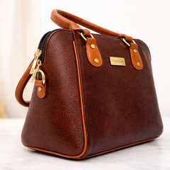 Brown Leather Handheld Bag| Genuine Leather Multipurpose Bag |Side Bag With Detachable Strap