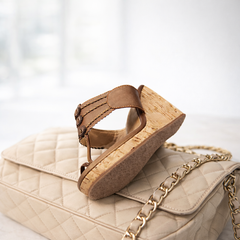 Antique Gold Platform Heel | Wedge With Toe Grip| Casual Wedge Sandal