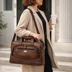 Brown Leather Laptop Bag With Detachable Strap | Unisex Office Bags |Laptop Bag Women |Laptop bag Men